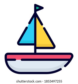 boat vector icon. colored outline style for Web and Mobile.