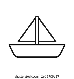 Boat vector icon in line style, simple and minimalist transport vehicle icon