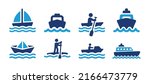 Boat vector icon set. Collection of ships symbol illustration.