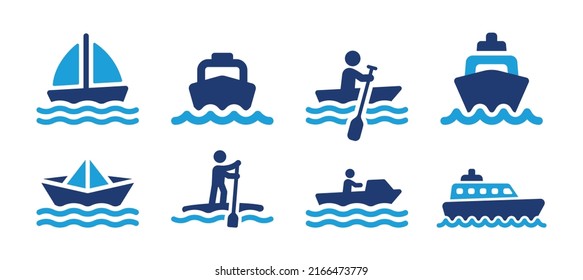 Boat vector icon set. Collection of ships symbol illustration.