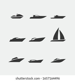 boat vector icon set sailing yacht water transport