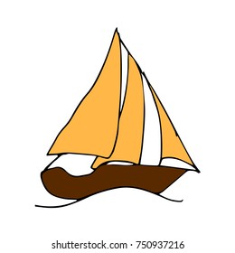 Boat vector illustration. Doodle style. Design, print, logo, decor, textile, paper.
