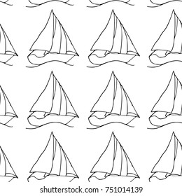 Boat vector illustration. Doodle style. Design, print, logo, decor, textile, paper.