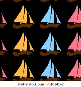 Boat vector illustration. Doodle style. Design, print, logo, decor, textile, paper.