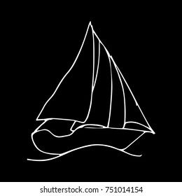 Boat vector illustration. Doodle style. Design, print, logo, decor, textile, paper.