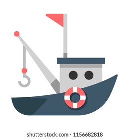 A boat vector illustration in flat color design