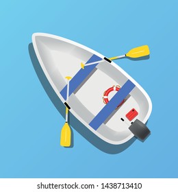 boat vector illustration with motor on blue background