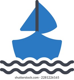 ilustración de barco Vector en un fondo transparente. Símbolos de calidad superior. Iconos vectoriales de glifos para diseño de conceptos y gráficos. 
