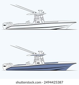 
Boat Vector Illustration One Color