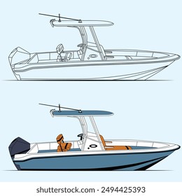 
Boat Vector Illustration One Color