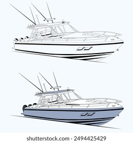 
Boat Vector Illustration One Color