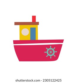 Boat, vector illustration. Small ships in cute flat design.
