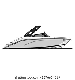 boat vector illustration with white, gray and black colors. for t-shirt design, design elements and print products