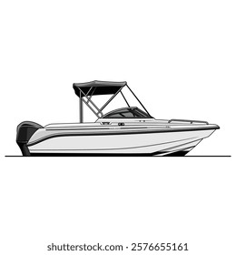 boat vector illustration with white, gray and black colors. for t-shirt design, design elements and print products