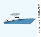 Boat Vector Line Art Illustration