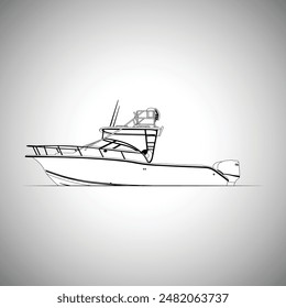 Boat Vector Line Art Illustration One color 