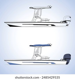 Boat Vector Line Art Illustration One Color
