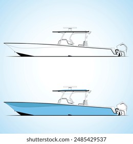 Boat Vektorgrafik Line Art Illustration einfarbig