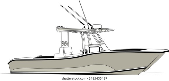 Boat Vector Line Art Illustration One Color 