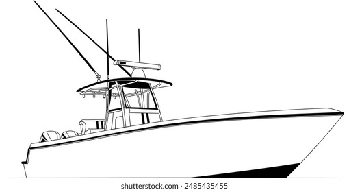 Ilustración de arte de línea de Vector de barco 