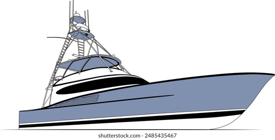 Boat Vektorgrafik Line Art Illustration einfarbig 