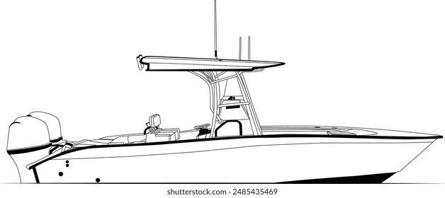 Boat Vector Line Art Illustration One Color 