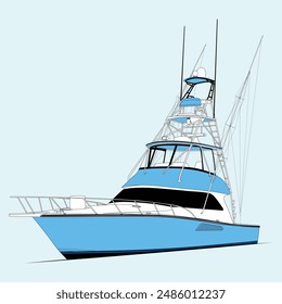 Ilustración de arte de línea de Vector de barco