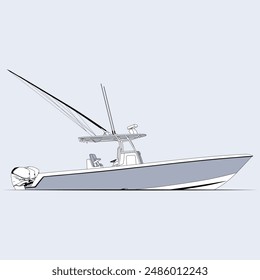 Boat Vector Line Art Illustration One Color