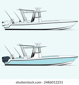 Ilustración de arte de línea de Vector de barco