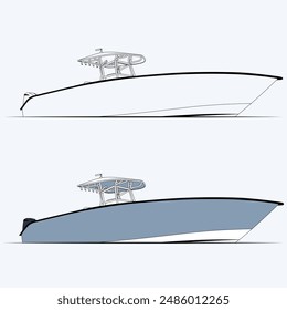 Boat Vector Line Art Illustration One Color