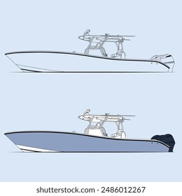 Boat Vector Line Art Illustration One Color