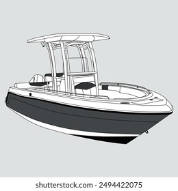 
Boat Vektorgrafik Line Art Illustration Einfarbige Fischerei