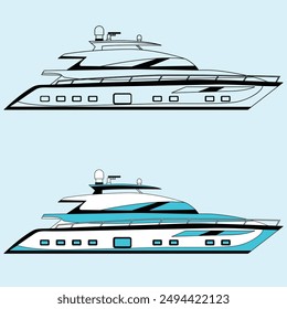 
Boat Vector Line Art Illustration One Color Fishing