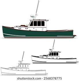 Boat vector Line art illustration
