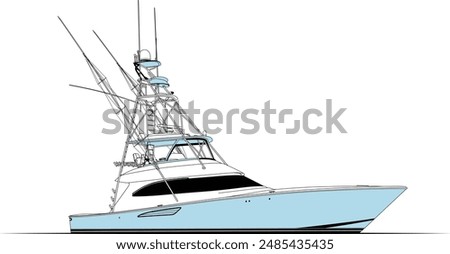 Boat Vector Line Art Illustration One Color 