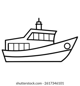 Boat vector line art on white background