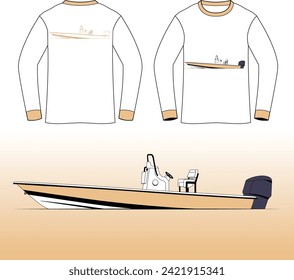 Boat Vector Line Art One Color  T-shirt 