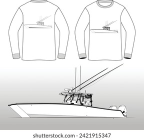 Boat Vector Line Art One Color  T-shirt 