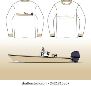 Boat Vector Line Art One Color T-Shirt 