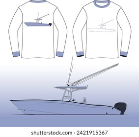 Boat Vector Line Art One Color  T-shirt 