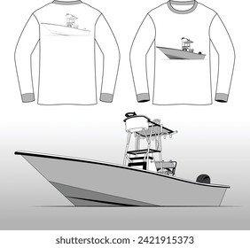 Boat Vector Line Art One Color  T-shirt 