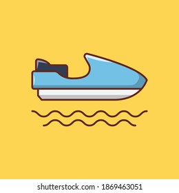 boat vector line flat icon