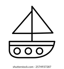 Boat Vector Line Icon Design