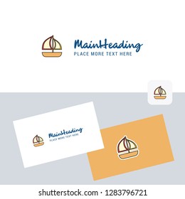 Boat vector logotype with business card template. Elegant corporate identity. - Vector