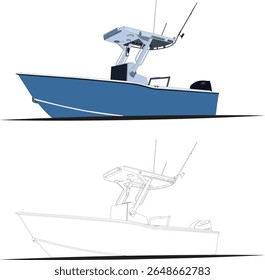 Boat vector, one color boat vector, fishing boat vector line art, Which
