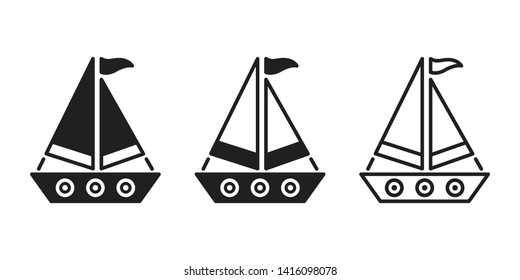 boat vector ship icon logo pirate sailboat yacht cartoon anchor helm symbol nautical maritime illustration graphic doodle