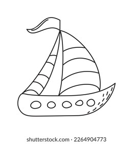 boat vector ship icon logo pirate sailboat yacht cartoon symbol nautical maritime. doodle. clipart. vector illustration