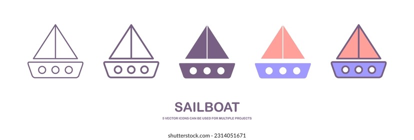 Schiff Vektor Schiff Symbol Logo Pirate Segelboot Yacht Cartoon Anker Symbol nautische maritime Illustration Grafik Doodle. Vektorgrafik