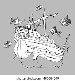 boat vector ship sea nautical illustration marine travel sailboat ocean icon transport