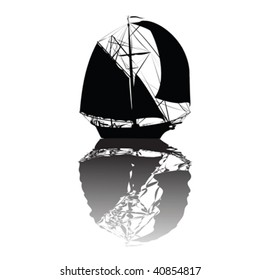 boat vector silhouette on white